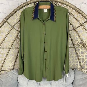 Nancy Bolen Vintage Button Down Shirt - Fern Green
